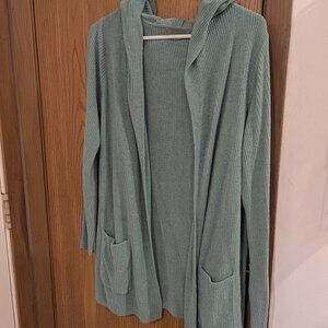Barefoot Dreams CozyChic Lite Relaxed Hooded Cardigan Green-Women's Size Large